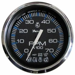 Faria Beede Instruments Faria Chesapeake Black SS 4" Tachometer W/Systemcheck Indicator - 7000 RPM (Gas) F/ Johnson / Evinrude Outboard)