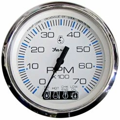 Faria Beede Instruments Faria Chesapeake White SS 4" Tachometer W/Systemcheck Indicator - 7000 RPM (Gas) (Johnson/Evinrude Outboard)