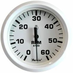 Faria Beede Instruments Faria Dress White 4" Tachometer - 6000 RPM (Gas) (Inboard & I/O)