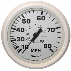 Faria Beede Instruments Faria Dress White 4" Speedometer - 80MPH (Pitot)