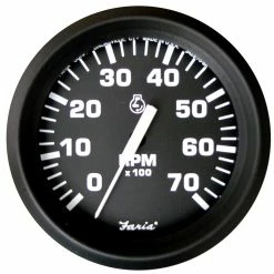 Faria Beede Instruments Faria Euro Black 4" Tachometer - 7,000 RPM (Gas - All Outboard)
