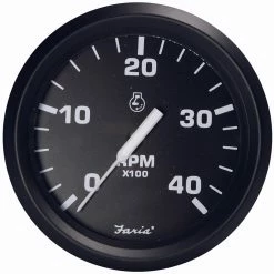 Faria Beede Instruments Faria Euro Black 4" Tachometer - 4000 RPM (Diesel - Magnetic Pick-Up)