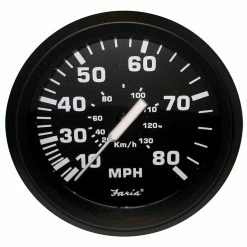 Faria Beede Instruments Faria Euro Black 4" Speedometer - 80MPH (Pitot)