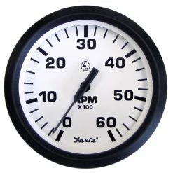 Faria Beede Instruments Faria Euro White 4" Tachometer - 6000 RPM (Gas) (Inboard & I/O)