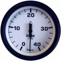 Faria Beede Instruments Faria Euro White 4" Tachometer 4000 RPM (Diesel) (Mechanical Takeoff & Var Ratio Alt)