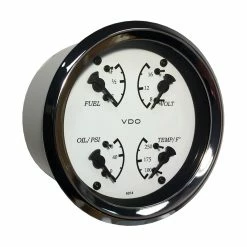 VDO Cockpit Marine 85mm (3-3/8") 4 In 1 Gauge - White Dial/Bezel