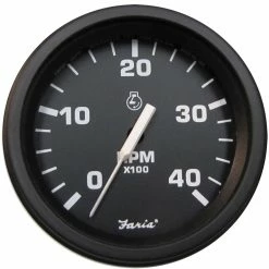 Faria Beede Instruments Faria 4" Heavy-Duty Tachometer (4000 RPM) (Diesel) Mag Pick-Up - Black W/Black Bezel
