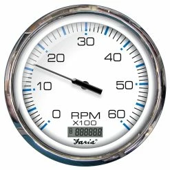 Faria Beede Instruments Faria Chesapeake White SS 5" Tachometer W/Digital Hourmeter - 6000 RPM (Gas) (Inboard)