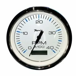 Faria Beede Instruments Faria Chesapeake White SS 4" Tachometer W/Hourmeter (4000 RPM) (Diesel) (Mech. Takeoff & Var. Ratio Alt)