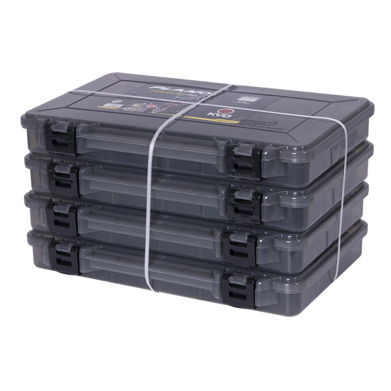 Plano KVD 4-Pack 3700 Stowaway Smoke W/Black Latches 1 Plano KVD 4-Pack 3700 Stowaway Smoke W/Black Latches