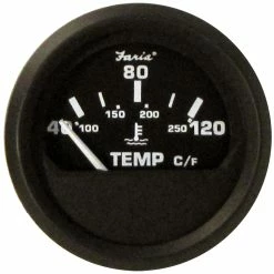 Faria Beede Instruments Faria Euro Black 2" Water Temperature Gauge - Metric (40 To 120 C)