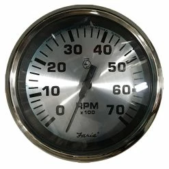 Faria Beede Instruments Faria Spun Silver 4" Tachometer (7000 RPM) (Outboard)