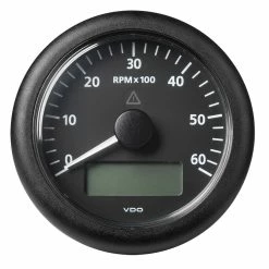 Veratron 3-3/8" (85MM) ViewLine Tachometer W/Multi-Function Display - 0 To 6000 RPM - Black Dial & Bezel