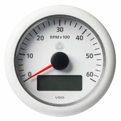 Veratron 3-3/8" (85MM) ViewLine Tachometer W/Multi-Function Display - 0 To 6000 RPM - White Dial & Bezel