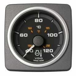 Veratron 52 MM (2-1/16") AcquaLink Coolant Temp Gauge 40 To120C - Black Dial & Bezel