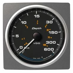 Veratron 4-3/8" (110mm) AcquaLink Depth Gauge 660'/200M - 12/24V - Black Dial & Bezel