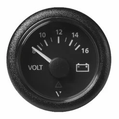 Veratron 52 MM (2-1/16") ViewLine Voltmeter - 8 To16V - Black Dial & Bezel