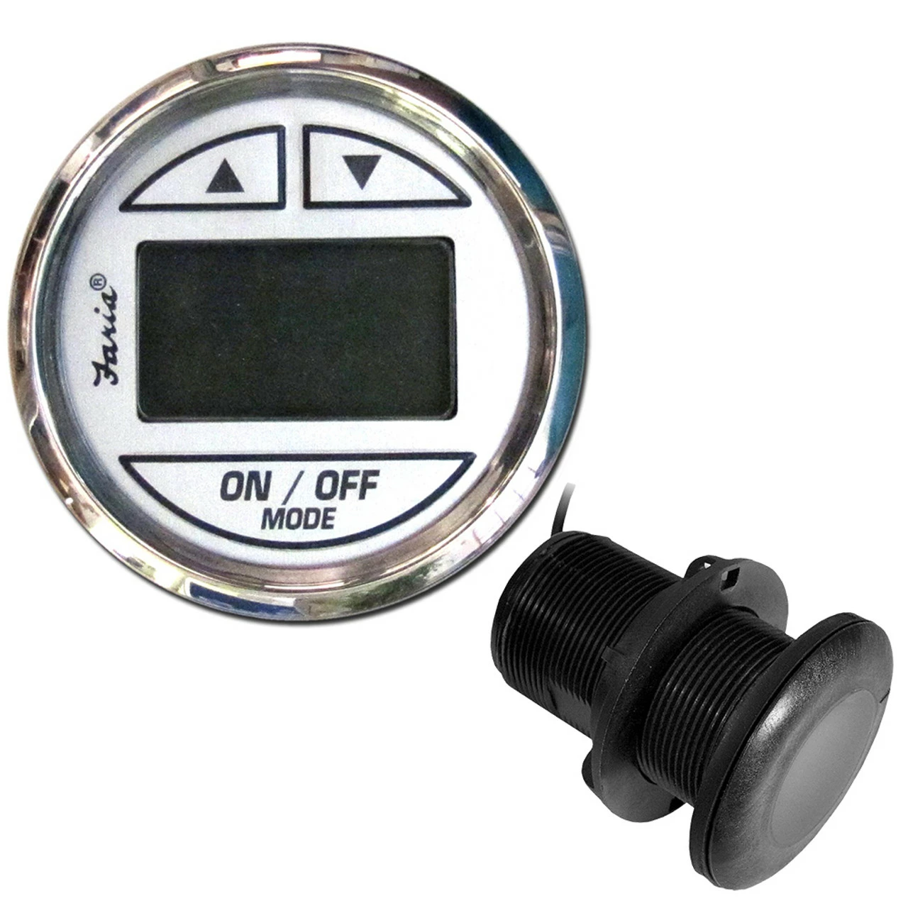 Faria Beede Instruments Faria Chesapeake White SS 2" Depth Sounder W/Thru-Hull Transducer 1 Faria Beede Instruments Faria Chesapeake White SS 2" Depth Sounder W/Thru-Hull Transducer