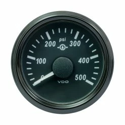 VDO SingleViu 52mm (2-1/16") Gear Pressure Gauge - 500 PSI - 0-4.5V