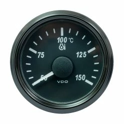 VDO SingleViu 52mm (2-1/16") Oil Temp. Gauge - Euro - 150 C - 322-18 Ohm