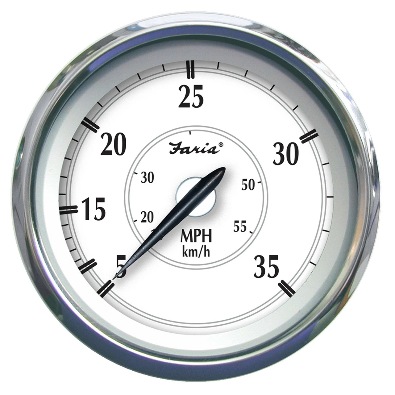 Faria Beede Instruments Faria Newport SS 4" Speedometer - 0 To 35 MPH 1 Faria Beede Instruments Faria Newport SS 4" Speedometer - 0 To 35 MPH